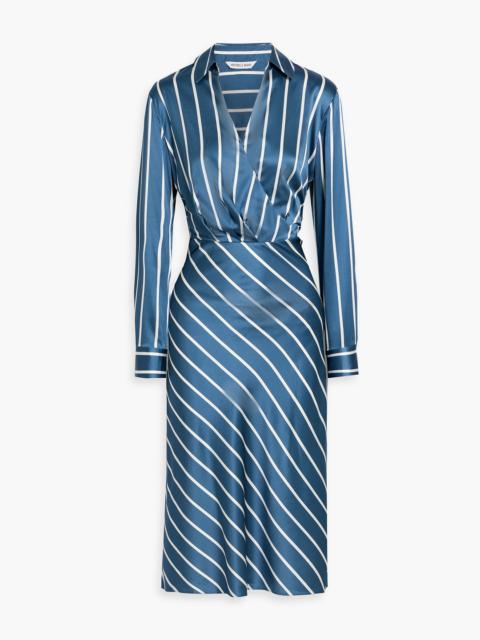 VERONICA BEARD Otis striped silk-blend satin midi dress