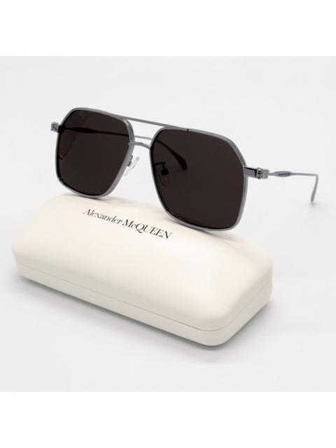 Alexander McQueen NEW ALEXANDER MCQUEEN AM0372S 001 PILOT SILVER SUNGLASSES