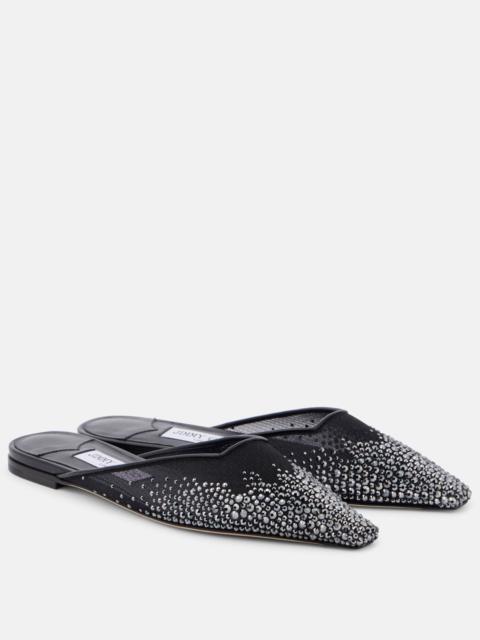 JIMMY CHOO Vivi embellished mesh mules
