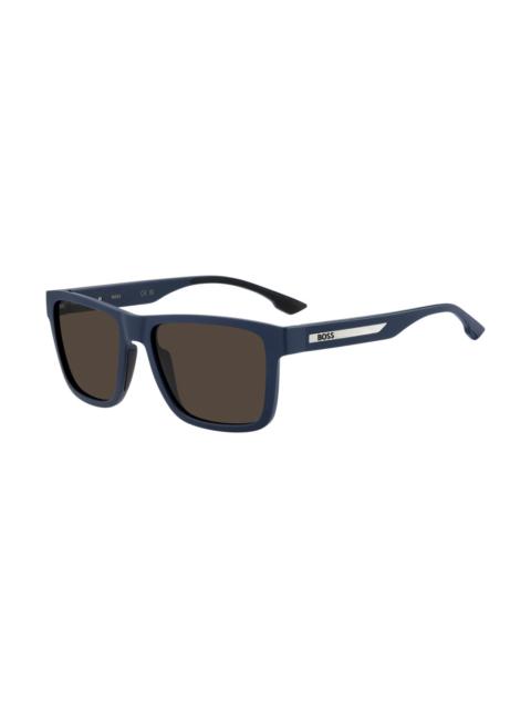 BOSS MATTE-BLUE SUNGLASSES WITH LOGO INSERT
