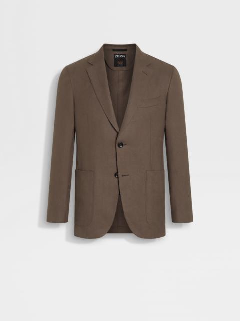 ZEGNA DARK TAUPE OASI LINO BLUE FLOWER JACKET