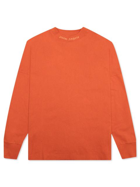 Palm Angels PALM ANGELS GLITTER CLASSIC LOGO OVER L/S TEE - BRICK RED