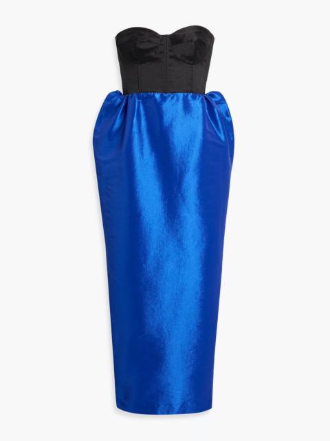 KIKA VARGAS Halima strapless two-tone taffeta midi dress