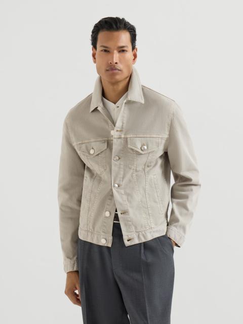 Brunello Cucinelli Garment-dyed four-pocket jacket in comfort cotton lightweight denim