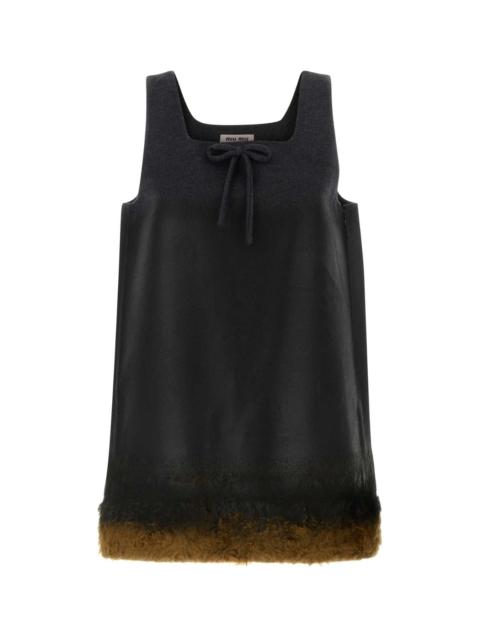 Miu Miu Miu Miu Women Dark Grey Wool Blend Mini Dress