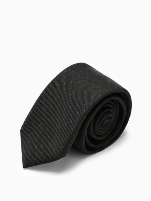 Saint Laurent Black/Grey Polka Dot Silk Tie Men