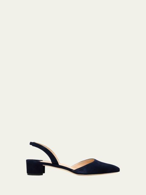 Manolo Blahnik Aspro Suede Slingback Ballerina Pumps