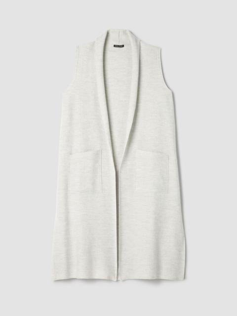 EILEEN FISHER Lightweight Boiled Wool Shawl Collar Vest in Regenerative Wool