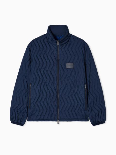 EMPORIO ARMANI FULL-ZIP DOWN JACKET IN CHEVRON QUILTED RIPSTOP NYLON