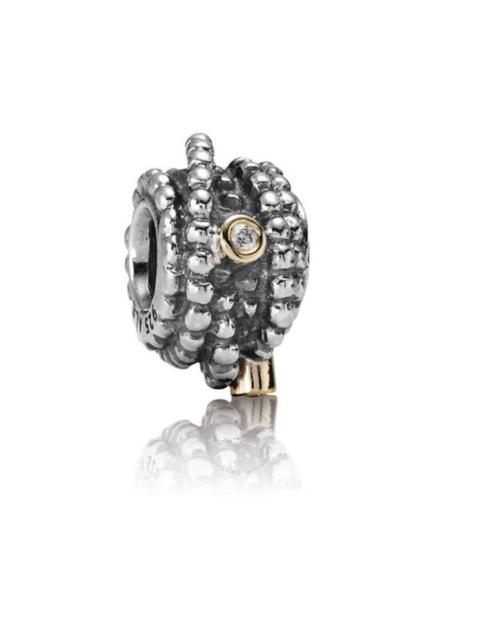 Other Designers Pandora Sterling Silver with 14K Gold Entangled Beauty Bead with Diamonds - 790277D