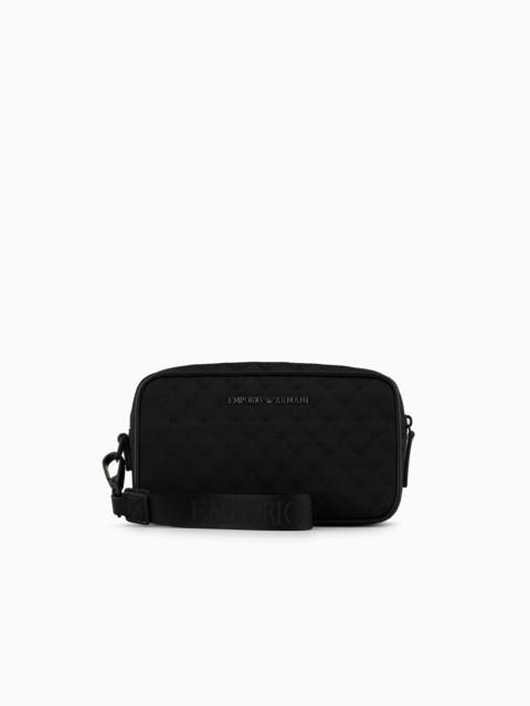 EMPORIO ARMANI Nylon washbag with all-over jacquard eagle