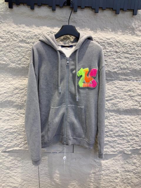 Louis Vuitton Louis Vuitton Grey Graffiti Embroidered Zip-Up Hooded Sweater