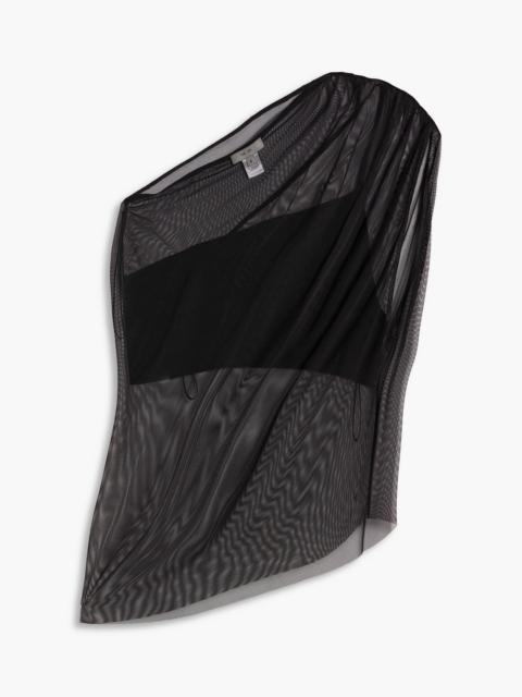 THE SEI One-shoulder stretch-mesh top