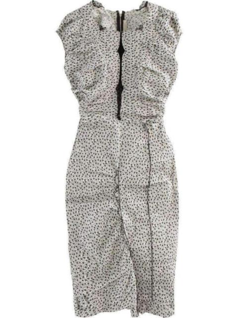 NINA RICCI Linen Cap Sleeve Scoop Neckline Sheath Dress