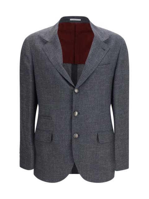 Brunello Cucinelli Brunello Cucinelli Men Deconstructed Jacket In Flame-Textured Wool, Silk, And Linen