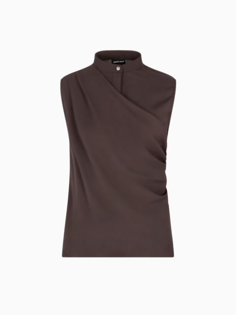 GIORGIO ARMANI DRAPED TOP IN TRIPLE SILK GEORGETTE