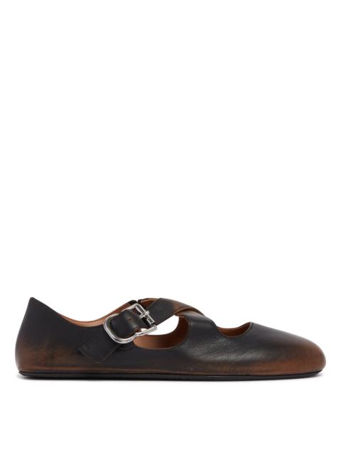 Alaïa Brown Crossed Flat Ballerinas