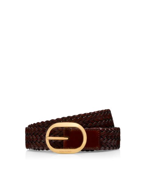 TOM FORD WOVEN LEATHER OVAL BELT