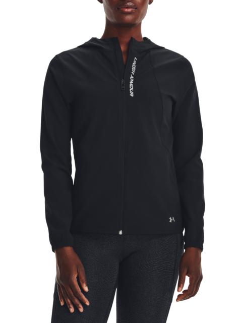Under Armour Under Armour Outrun the Storm Water Resistant Hooded Jacket in Black /Reflective at Nordstrom