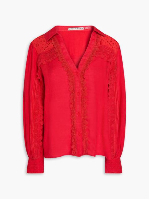 Alice + Olivia Lace-trimmed linen shirt