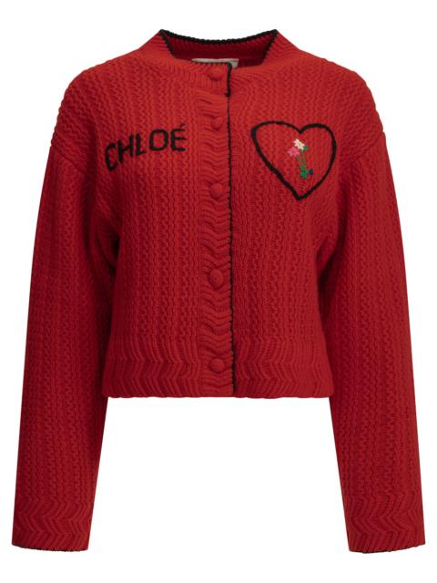 Chloé Chloé Heart Cardigan Red Women