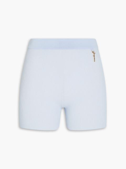 JACQUEMUS Pralù embellished ribbed-knit shorts