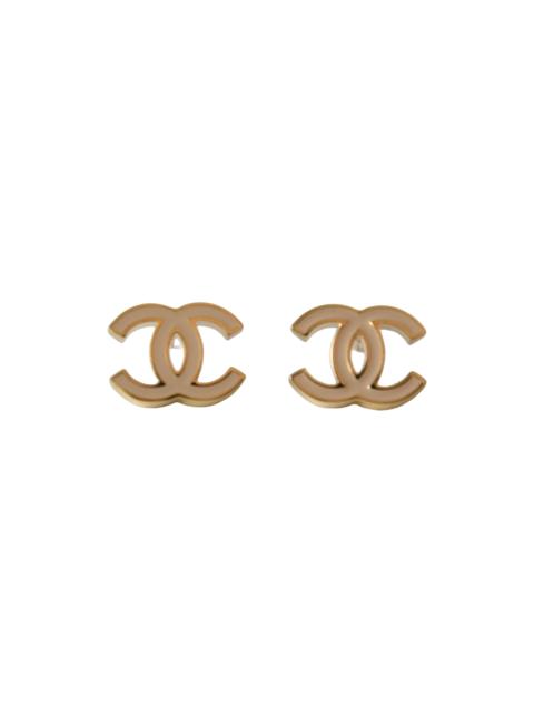 CHANEL Chanel Metal Enamel CC Earrings Gold