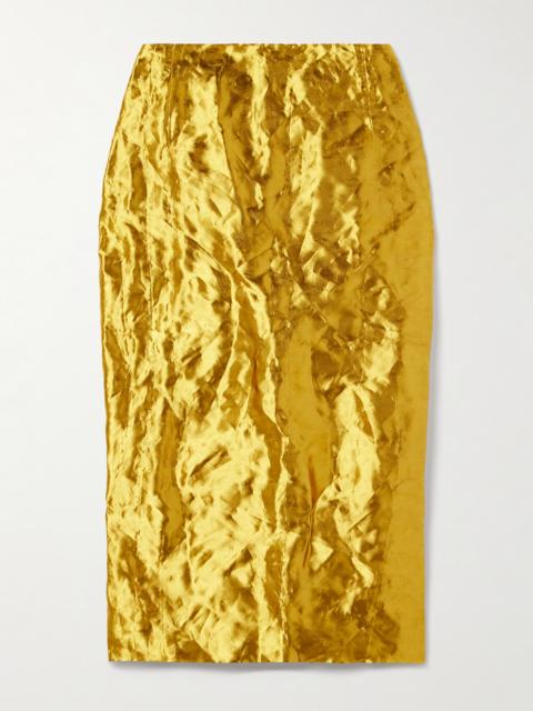 GABRIELA HEARST Manuela Metallic Crinkled-twill Midi Skirt