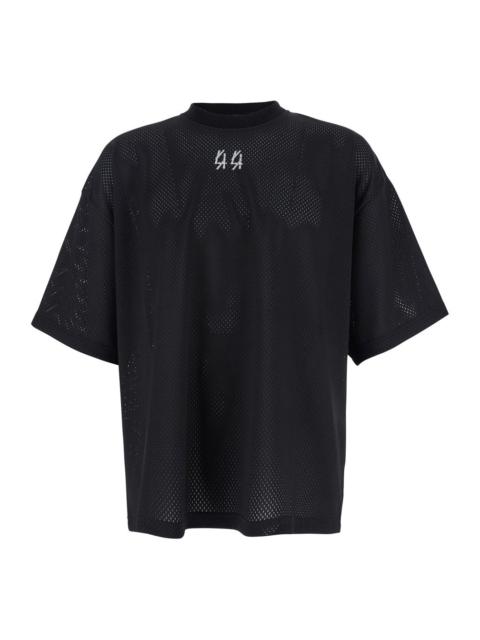 Other Designers 44 Label Group Men Black Crew Neck T-Shirt With Logo On Front And Back In Cotton Man