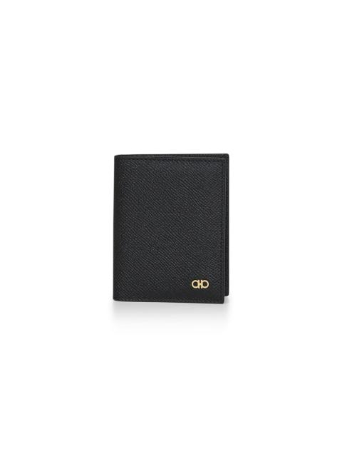 FERRAGAMO Black leather Gancini credit card holder