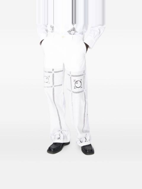 embroidered cotton trousers