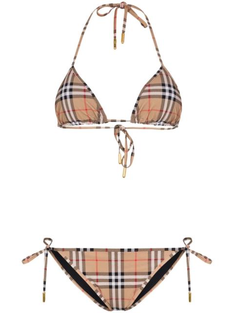 Burberry Burberry Women Check Triangle Bikini Set