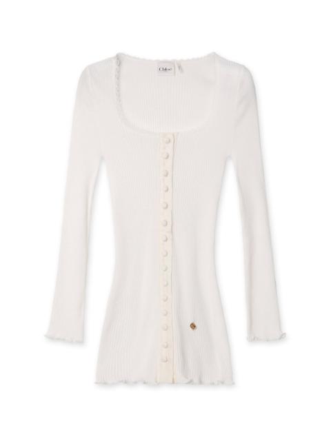 Chloé Rib Jersey Front Button Top