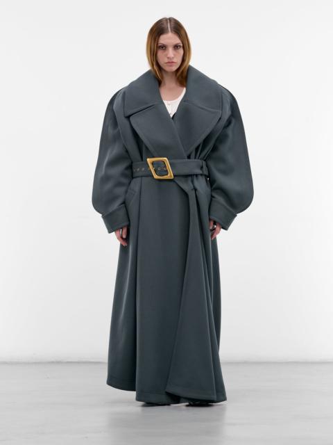 MUGLER Gray Oversized Asymmetric Wrap Trench