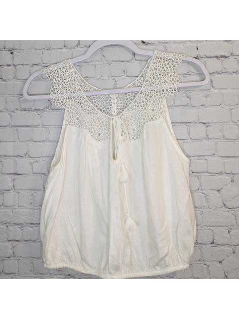 Other Designers NWT Free People Clover Croft Crochet White Linen-blend Cami Women's XS