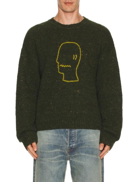 BRAIN DEAD Logohead Alpaca Crewneck Sweater