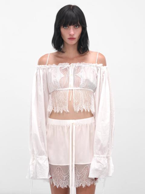 Ann Demeulemeester White Jorunn Lace Crop Top