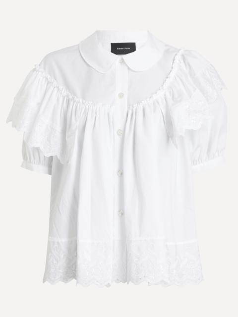 Simone Rocha Cropped Puff-Sleeve Ruffle Frill Shirt