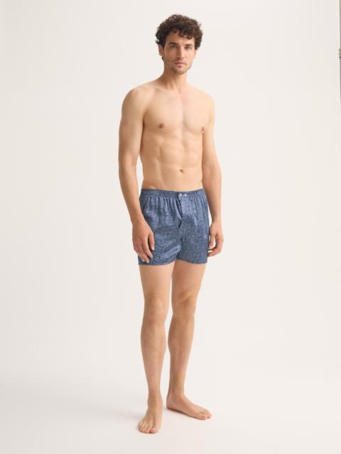 Derek Rose Men's Classic Fit Boxers Silk Navy Blue Rose Print