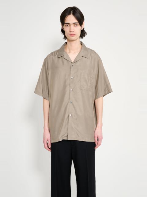 SSSTEIN CUPRO TWILL OVERSIZED OPEN COLLAR SS SHIRT TAUPE