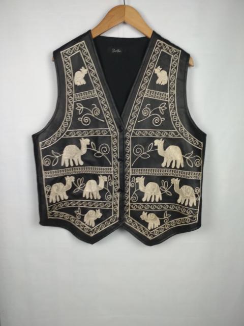 Other Designers yetti yetti embroidery genuine leather sleeveless