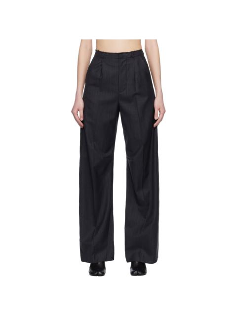 MM6 Maison Margiela Gray Pinstripe Wool Wide-Leg Trousers