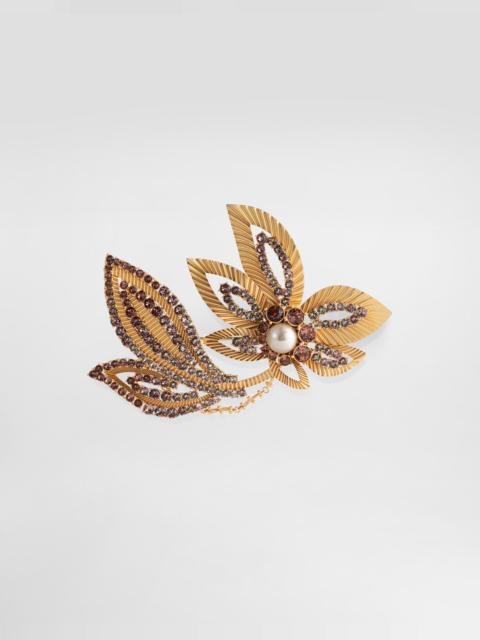 Dolce & Gabbana Maxi flower brooch with rhinestones