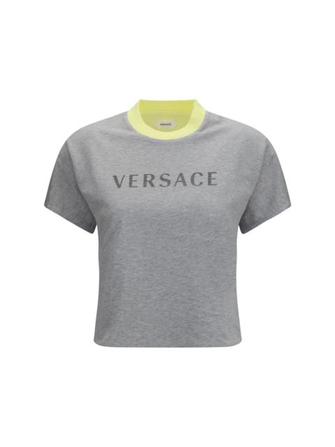 VERSACE Versace Logo Cotton T-shirt Light Grey Melange