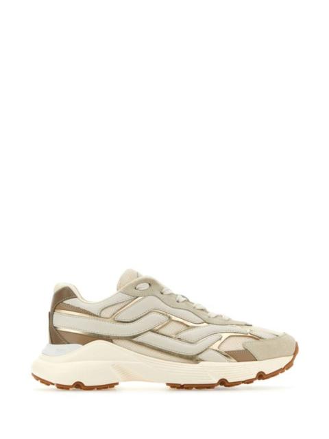 Tod's Woman Ivory Leather And Mesh Sneakers