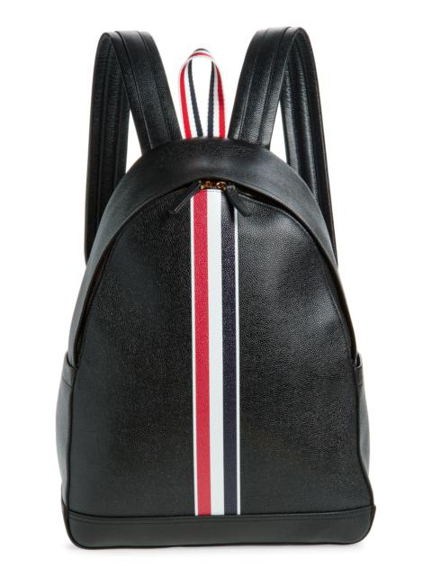 Thom Browne Thom Browne RWB Stripe Pebbled Leather Backpack in Black at Nordstrom