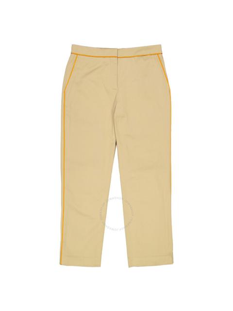 Burberry Ladies Silk Trim Cropped Cotton Chinos