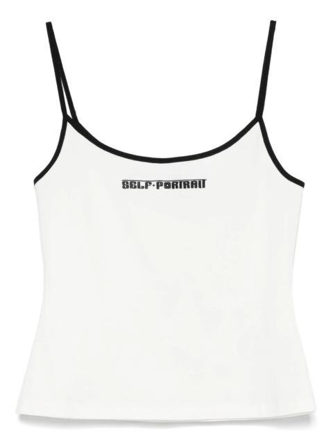 self-portrait White Vest With Black Logo