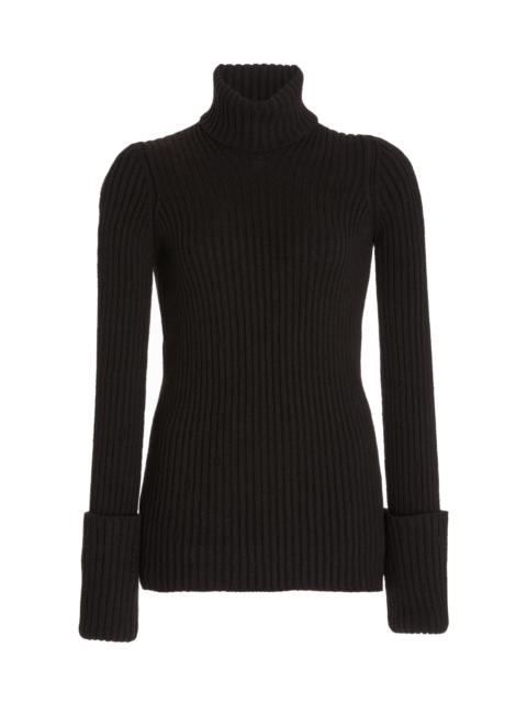 Bottega Veneta Ribbed-Knit Wool Turtleneck Sweater brown
