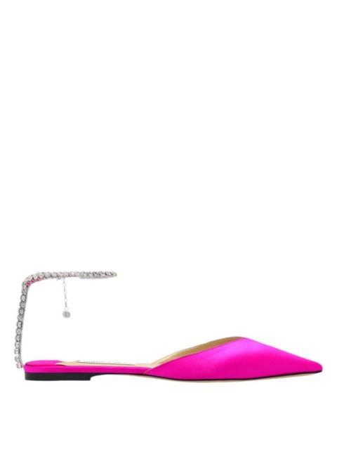 JIMMY CHOO Jimmy Choo Saeda Crystal Embellished Satin Flats